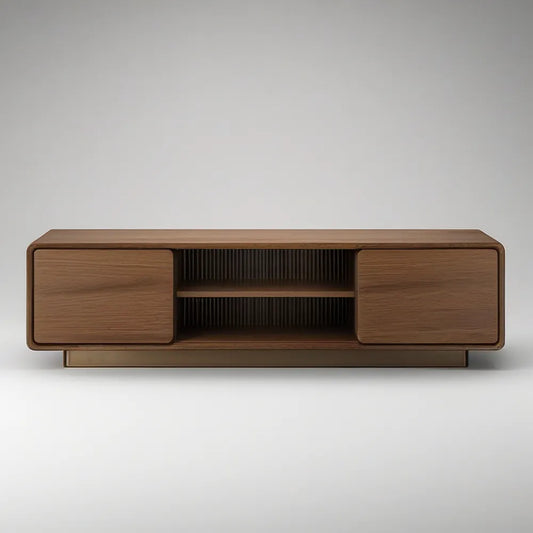 TV stolek se 2 posuvnými dvířky, ořechově hnědý, 180 × 40 × 45 cm